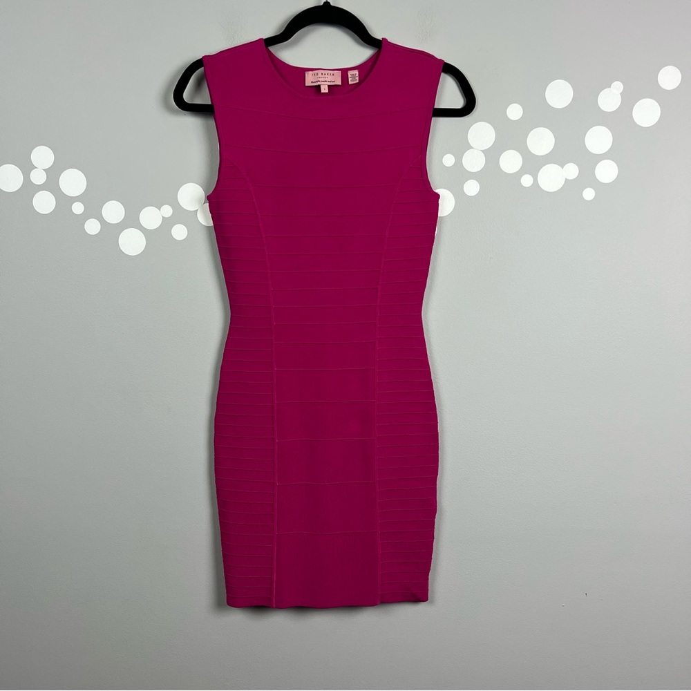 Ted Baker Bodycon Bandage Panel Ribbed Dress Size 4